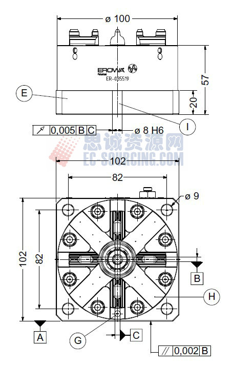 ER-035519 erowaits卡盤(pán)100p 102 x 102